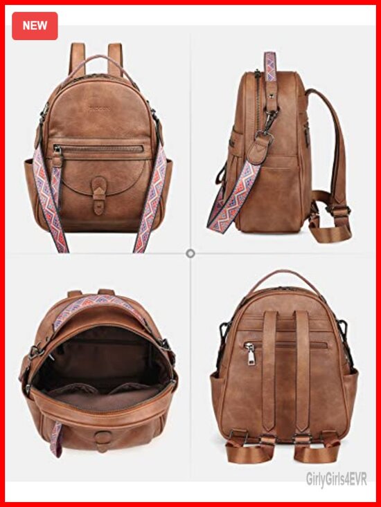 Women Vegan Leather Mini Backpack Purse, Waterproof PU Daypack, Fits iPad